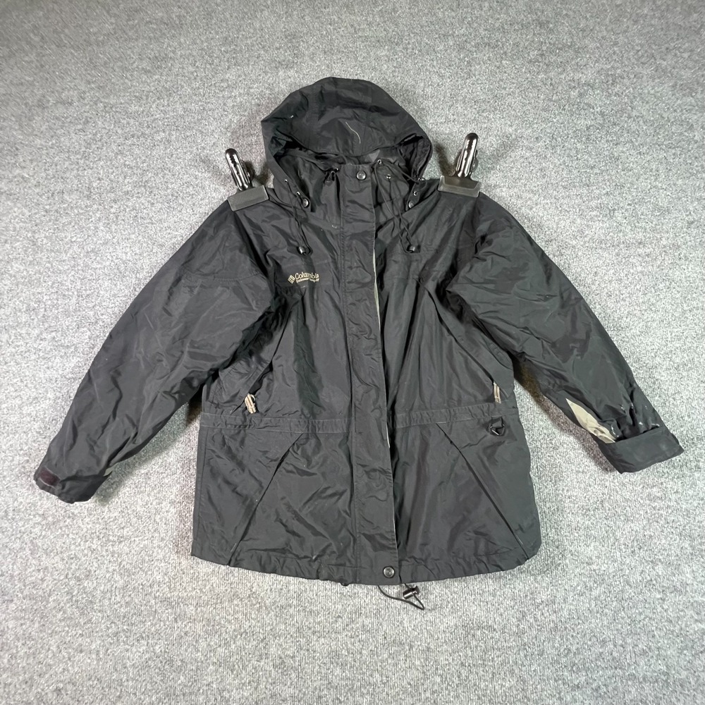 Columbia Sportswear Omni-Tech Jacket Womens M Black Full Zip Hooded Parka Rain